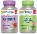 SOLARAY Berberine and Oil of Oregano Bundle - Berberine HCl de Indian Barberry Plus Oregano Oil Supplement for Powerful Wellness Support - 100 VegCaps/120 Softgels