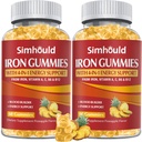 2 Pack Vegan 80MG Iron Suplemento Gummies for Women &amp; Men - Vitamina A, C, B para adultos &amp; niños - Blood & Builder & Energy Support for Iron Deficiency, Anemia, 120 Condes Pineapple Flavor Gummies