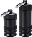 Portable Pill Holder Keychain - Waterproof Aluminium Alloy Caja pequeña de la pila, Contenedor de la pila de metal para el bolso Caja de la píldora diaria