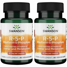 Swanson R-5-P (Riboflavin-5-Phosphate) - Vitamina B2 Suplemento Promoción de Energía, Metabolismo & Vision Health - Natural Wellness Formula - (60 cápsulas) (2 Pack)