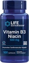 Extensión de la vida Vitamina B3 Niacina, Salud del Corazón, Cholesterol &amp; Energy Support, Libre de gluten, No GMO, 100 cápsulas
