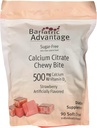 Bariatric Advantage Calcium Citrate Chewy Bites, Fresa sin azúcar (90 cuentan) 500mg