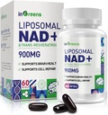 900 mg Liposomal NAD+ Suplemento con Resveratrol Trans 300 mg, reemplaza NMN, Absorción Superior, Verdadera NAD Plus Suplemento para Reparación de ADN y Boost NAD+, Defensa del envejecimiento, Energía, Longevidad, 60 Softgels