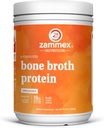 Zammex 100% Grass-Fed Beef Bone Broth Protein Powder, 20G Protein, Hidrolyzed Collagen Peptides Tipo 1 adulto3, soporta la piel sana, uñas, cabello, articulaciones, no GMO, libre de gluten, Paleo & Keto Friendly