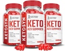 Laboratorios Justificados (3 Pack Ketosyn Keto ACV Gummies Advanced Formula 1000MG Ketosyn Keto Gummies Apple Cider Vinegar Formulado con Powder Pomegranate Beet Juice B12 Vegan Non GMO 180 Gummys