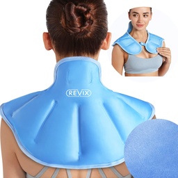 REVIX Ice Pack para Neck y hombros Upper Back Discomfort, Gran Neck Ice Pack Wrap con Soft Plush Lining, Reutilizable Gel Compresss para la recuperación posterior al entrenamiento, Azul