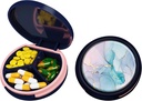 Serfeymi Small Pill Box - 3 Compartments Caja de Píldora Portátil para Bolsillo de Píldora de Píldora Compacta - Adecuado para Medicina, Vitamina, Petróleo de Pesca, Suplementos - Azul Oscuro (Marble)