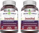 Fórmulas increíbles Inositol 1000mg Suplemento TENIDO Tablets TENIDO NO-GMO TENIDO Gluten-Free TEN Made in USA (2 Pack, 120 Conde)