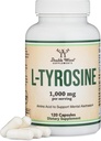 L-Tyrosine 1000mg por Serving, 120 Veggie Capsules (L Tyrosine Supplement for Memory, Atención y Focus) Amino Acid, Vegan Safe, Non-GMO by Double Wood