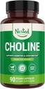Nested Naturals Choline Bitartrate 500mg - High Potency Choline Supplements - Supports Cognitive Performance " Liver Function - 100% Vegan " Non-GMO Choline - 90 Vegan Capsules
