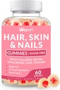 Peluquería de piel y uñas Gummies - Vegan Biotina 5000mcg Vitaminas para Mujeres &amp; Hombres apoya el crecimiento del cabello más rápido, uñas más fuertes, piel de alambramiento