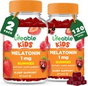 Melatonina salvavidas 1 mg  Great Tasting Melatonin Gummies Kids TEN Gluten Free Vegetarian GMO-Free Chewable ← Ayuda a fallar a dormir y a permanecer dormido Silencio para niños, adolescentes y Toddler ← 2 Pack - 120 Gummies