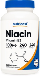 Nutricost Niacin (Vitamin B3) 100mg, 240 cápsulas - con Flushing, Non-GMO, Gluten Free