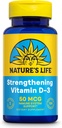 Fortalecer la vida de la naturaleza Vitamina D3 2000 UI (50 mcg) - Vitamina D - Salud de los huesos y suplemento de soporte de inmune - Softgeles fáciles de cambiar - Garantía de 60 días, Lab Verified - 120 Servimientos, 120ct