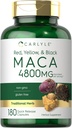 Carlyle Maca Root Capsules for Women ' Men Silencio 4800 mg Silencio 180 Conteo Silencio High Potency Extract ← Non-GMO &amp; Gluten Free Supplement