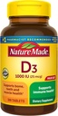 Nature Made Vitamina D3 1000 UI (25 mcg), Suplemento de vitamina D para el Hueso, Dientes, Musculo y Apoyo a la Salud Inmunitaria, 300 Tabletas, 300 Day Supply