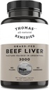 Remedios naturales de Thomas Grasfed Beef Liver Suplemento, 3000mg Liver Support Suplemento, Pasture Raised in Argentina, Non-GMO &amp; Hormone Free (180 Caps)