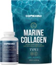 CORREXIKO Marine Collagen Supplement Pills &amp; Powder Bundle 1 Month Supply - Incluye 10.000 mg Double Hydrolyzed Collagen Powder 15oz " 1800mg Collagen Peptides 120 cápsulas - para el cabello, piel " uñas