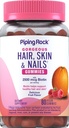 Piping Rock Hair Skin and Nails Vitaminas TEN 80 Gummies TENIDO 2500 mcg de Biotina TEN Mujeres Multivitamínicas TENIDAS con Vitamina C y E ANTERITO Fruit Flavor TENIDO Non-GMO, Gluten Free Supplement