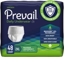 Ropa protectora diaria prevail - Ropa interior de incontinencia de adultos Unisex - Diapaso de adultos descartable para hombres y mujeres - Absorbencia máxima - XX-Large - 12 Cuenta (Pack of 4)