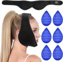 Wisdom Teeth Ice Pack Head Wrap, Face Ice Pack for Wisdom Teeth, Jaw Ice Pack for Face Oral Surgery with 6 Hot Cold Gel Pack for TMJ Pain Relief, Tooth Extraction, Tonsillectomy Recovery-Black