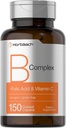 Horbaach B Complex Vitamins for Women and Men | 150 Caplets | with Folic Acid & Vitamin C | Non-GMO & Gluten Free Supplement