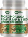 Moringa Oleifera Leaf and Seed Powder (80:20) Ratio 300 Pills(Tablets), 150 Servings, 1000 mg. Uncoated Malunggay Herbal Supplement, No Chemical Coating, Green Superfood. Paquete de 2.