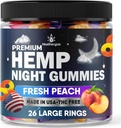 Hemp Gummies Night Time, High Potency Nap Gummies, Peace and Relaxation, Peach Ring Gummy Bear Edibles, Good Mood, Calm Bedtime-Gomitas para Dormir, Natural Hemp Oil-Made en USA