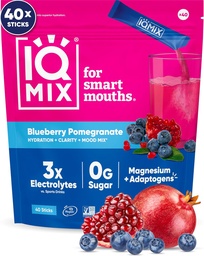 IQMIX Hidration Electrolyte Powder – 4-en-1 Formula for Hydration, Mental Clarity, Mood and Recovery – Sugar-Free Drink Mix, Keto, Magnesium L-Threonate, Lion’s Mane – 40 Conde Blueberry Pomegranate