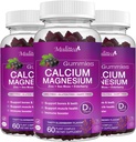 Calcio Magnesio Zinc Gummies with High Absorption Magnesium Glycinate 200mg, Potassium -Plant Calcium Supplement w/ D3 &amp; Sea Moss for Bone, Muscles, Calm Mood & Sleep Support- Kids & adults (3 Pack)