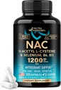 Suplemento NAC Ø Selenium Silencio B6 Silencio B12 - Antioxidante, Immune Support - N Acetyl Cysteine 600 mg por cápsula, 1200 mg por servidumbre - Made in USA - Non-GMO, Gluten-Free, Vegan - 120 caps, 2 Month Supply