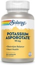 Solaray Potassium Asporotate Chelated Suplemento, Electrolyte Balance & Heart Health Support, 100 Servings, 100 Capsules