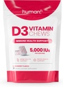 Humann Vitamin D3 Chews - High Potency Vitamin D 5000iu (125mcg) Helps Support Healthy Mood, Immunity, Respiratory Health & Bone Health, Mixed Berry Flavor, 30-Count