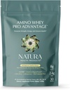 Natura Health Products Amino Whey Pro AdvantageTM - Grass-Fed Whey Protein with HMB, Creatine, L-Glutamine. Ingredientes limpios para el crecimiento muscular, recuperación (8 Gramos de proteína por escoto - 30 Servimientos)