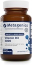 Metagénica Vitamina D3 5000 - Para el soporte inmunológico, la salud ósea y la salud cardíaca* - Vitamina D de alta potencia - No GMO - Libre de gluten