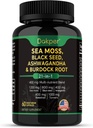 Moss, Ashwagandha, Black Seed Oil Supplement, Vitamin C & D3 with Turmeric, Bladderwrack & Burdock Root, Natural Herbal Support for Men &amp; Women 60 Capsules, Suplementos dietéticos, Pack of 1