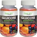 YUM-V'S Glucose Gummies – Glucose rápido Glucose Chewable Gummies – Great Tasting – Gluten Free, Vegan, Non-GMO – Orange & Berry Natural Flavor – 60 Chewable Gummy for Adults & Kids (Pack of 2)