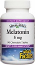 Stress-Relax Melatonin 5 mg por Factores Naturales, Asistencia Natural para el sueño, Reinicie el ciclo del sueño, 90 comprimidos masticables (90 porciones), Peppermint Flavor