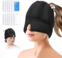 Migraine Ice Head Pack - Headache Relief Cap with Cold Compress, Cooling Gel Cap for Sinus Relief, Facial Cold Compres Head Cover for Tension, Stress and Hangover Relief(Black)