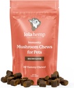 Lolahemp Mushroom Supplement for Dogs - Tasty Chews with Organic Mushroom Complex for Immune System " Cognitive Health - Turquía Tail, Reishi, Shiitake, Maitake " Lion's Mane