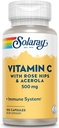 Solaray C w/Rose HIPS &amp; Acerola, Cápsula (Btl-Plastic) 500mg tención 100 Conde  durable Pack of 2