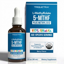 Orgánicas Methylfolate + Metil B12 Cofactor - Orgánica Berry Flavor, Forma Sublingual - 5-MTHF Forma, Forma Superior de Folate - Dosis Ajustable para Todas las Edades - Mood, Comportamiento, Cognición - 1 oz.