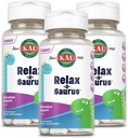 KAL Relax-a-Saurus, Stress Support Supplement for Kids, L-Theanine for Children with Herbal Stress Relief & Relax & Blend, Delicious Natural Grape Flavor, 60-Day Guarantee, 30 Chewables Pack of 3