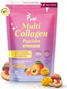 Péptidos multi colágeno de combustible Pólvora - 20g Collagen hidrolizado I, II, III, V &amp; X para el cabello, piel, uñas &amp; soporte conjunto – mejor absorción – Keto & Gluten Free, Peach Mango, 9.31oz