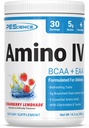 PEScience Amino IV BCAA &amp; EAA Powder, Aminoácidos Esenciales, Taurine, Electrolitos para Hidratación y Recuperación de Musculos, Azúcar Gratis para Mujeres, Post Workout - Strawberry Lemonade - 30 Serviciones