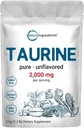 Micro Ingredientes Taurine Powder Suplemento TENIDO 1 KG, 2000mg Por Serving TENIDO Desflavored TENIDO 100% Pura, Fácilmente Absorbida Forma Libre TENIDO Aminoácidos Esenciales para el Ejercicio, Energía, > Apoyo al Corazón