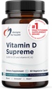 Diseños para la salud Vitamina D Supremo - Vitamina D 5000 UI con 2000mcg Vitamina K como MK4 para la salud ósea, la salud del corazón, el apoyo a la humedad - Vitamina D3 Mejorada con GG Suplemento (60 cápsulas)