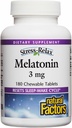 Stress-Relax Melatonin 3 mg por Factores Naturales, Asistencia Natural para el sueño, Reinicie el ciclo del sueño, 180 comprimidos masticables (180 porciones), Peppermint Flavor