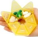 Pill Organizer, Pill Box, Small Pills Case, Medicine Organizer 1 Time a Day,Medicine Holder Container,Weekly Pills Organizers, Daily Travel Pill Container 7 Day (Yellow)