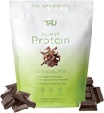 TRU Suplementos Polvo de proteína con base vegetal, BCAA, EAA, 20g Arroz de color marrón vegano &amp; Pea Proteína, 100 Calories, 27 Vitaminas, Sin sabores artificiales 25 Actuaciones (Crema de chocolate natural)
